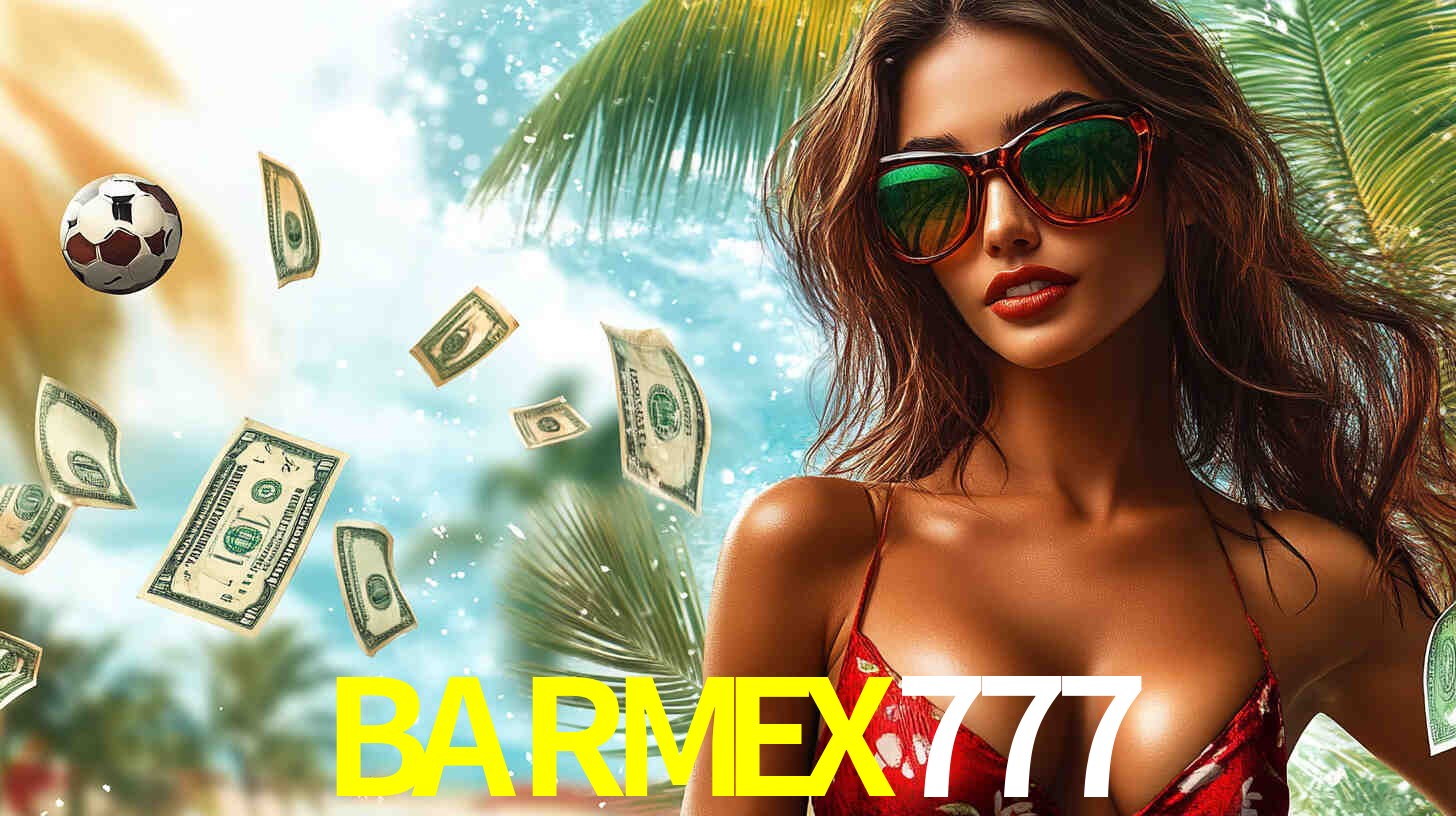 Una escena digital vívida inspirada en casino con BARMEX777 mostrado prominentemente, luces brillantes, fichas, cartas y acentos dorados.